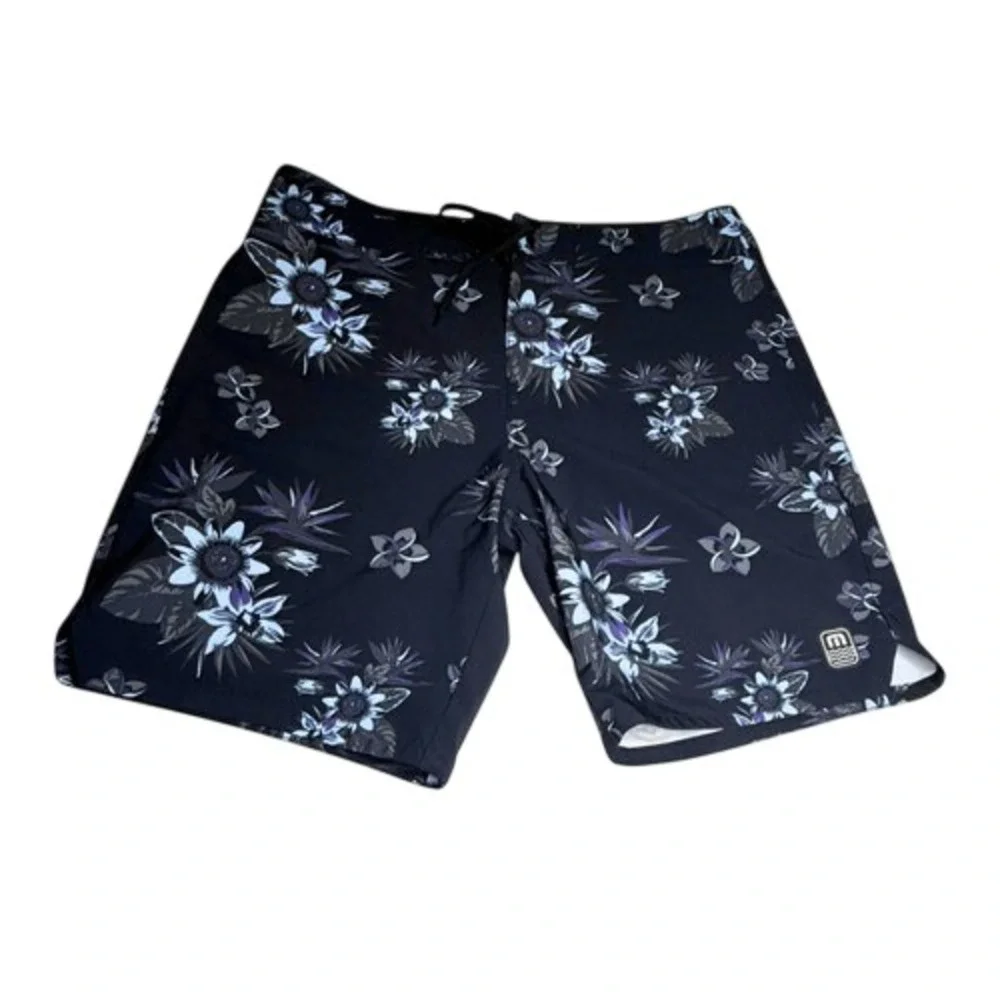 Travis Mathew Men's Tropical Tiki Time Surf Board Shorts‎ Black Size L